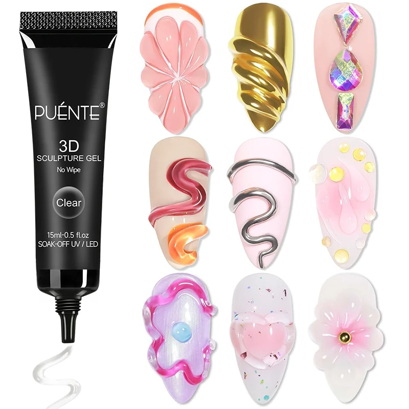 Nail Art Chrome - 15ML Clear 3D No Wipe Sculpture