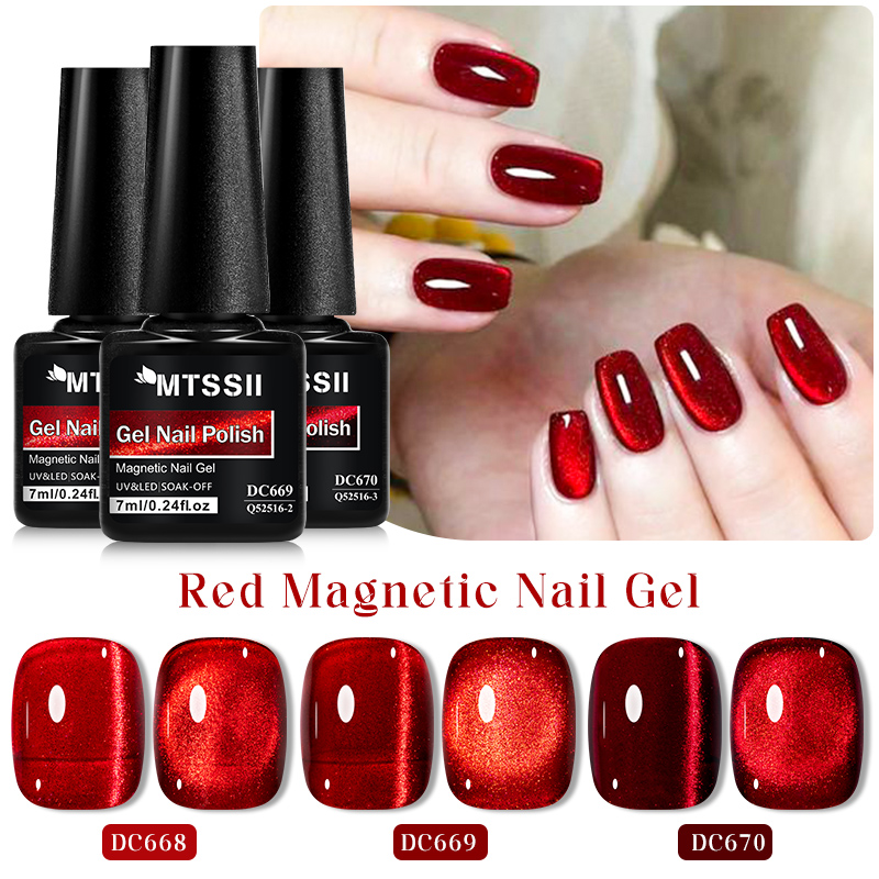 Nail Art Red Wine Cat Eye - Mtssii 7ML Wine Red Cat Magnetic