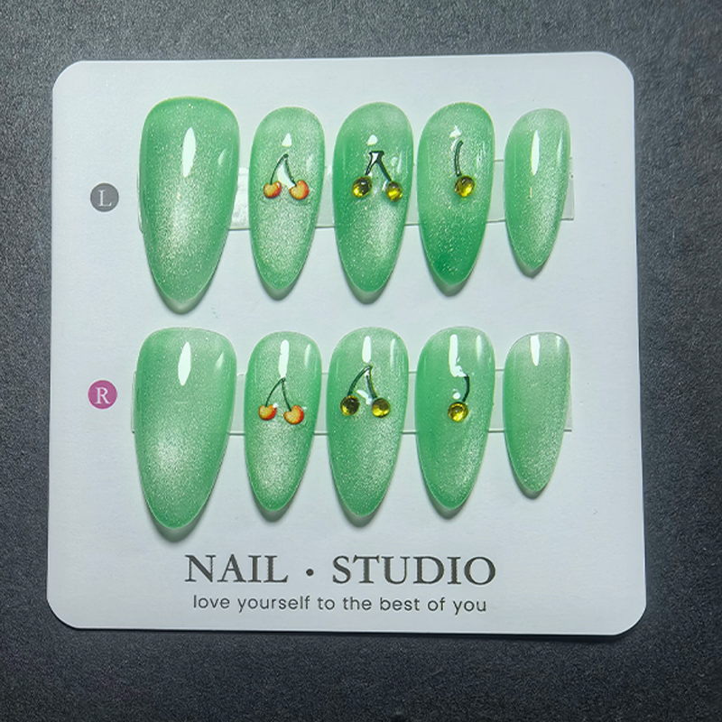 Nail Art Chrome - 10Pcs Almond Cat Eye Press on