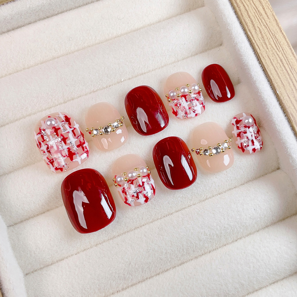 Nail Art Quirky - 10pcs Short Square Round Handmade Press