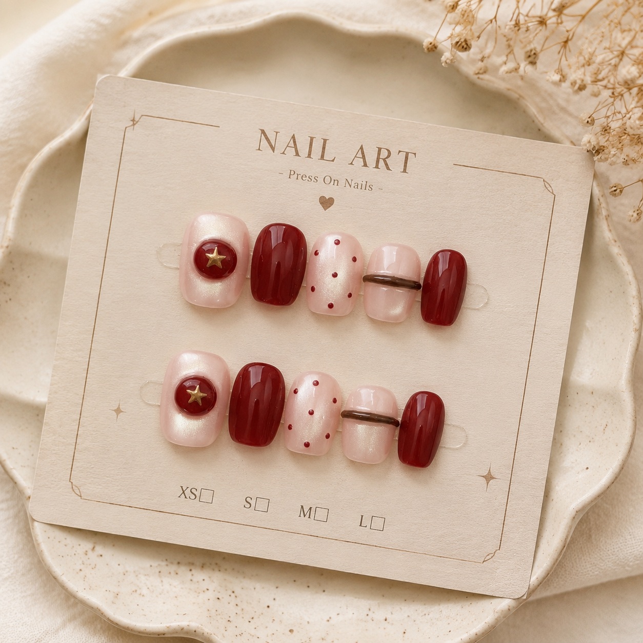 Nail Art Red Wine Cat Eye - 10pcs Nude Pearl Cat Eye Wine