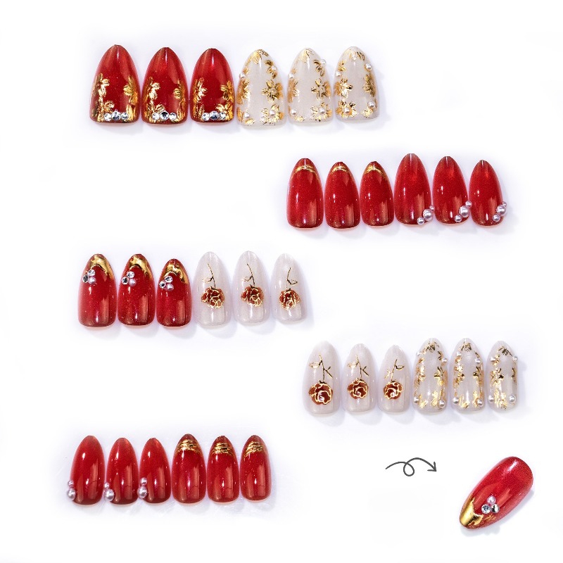 24PCS Gilt Rose Almond Stick o - Nail Art Cat Eye Simple 评论和价格