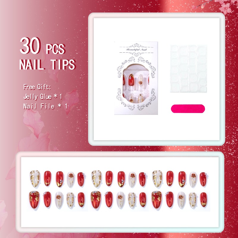24PCS Gilt Rose Almond Stick o - Nail Art Cat Eye Simple 评论和价格