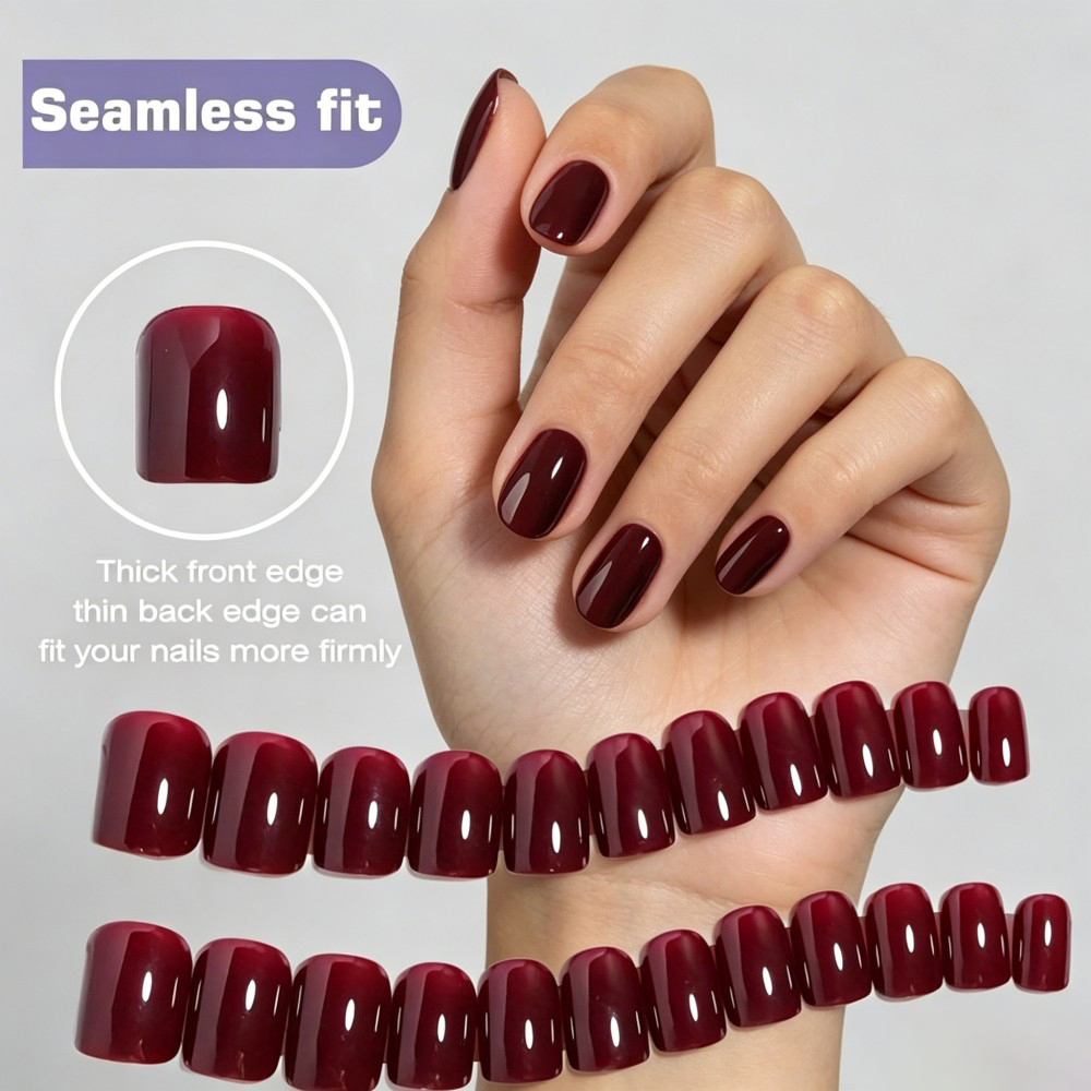 24Pcs Set of Wine-Red Cat-Eye  - Nail Art Red Wine Cat Eye 评论和价格