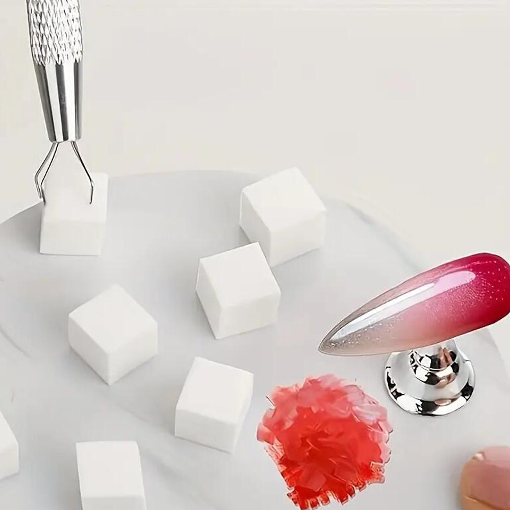 50/100Pcs White Mini Nail Spon - Nail Art Chrome 评论和价格