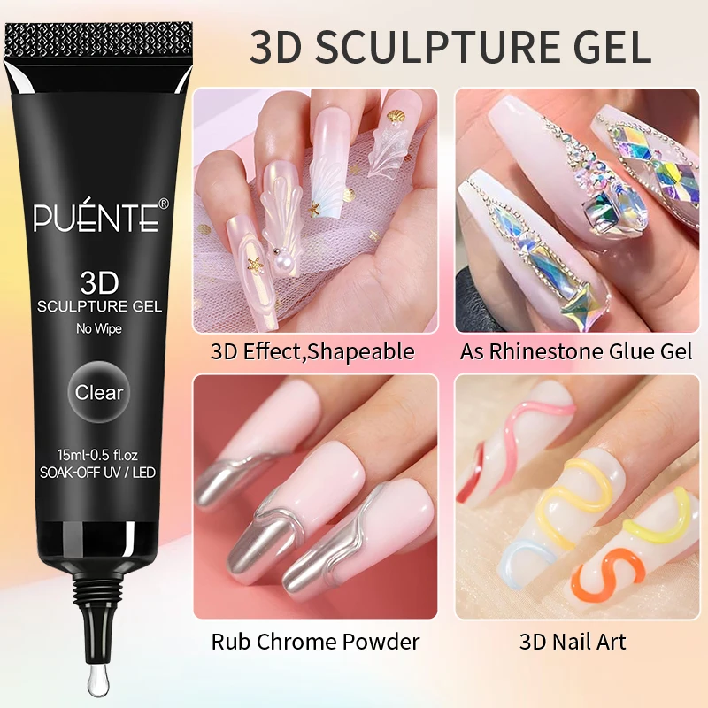 15ML Clear 3D No Wipe Sculptur - Nail Art Chrome 评论和价格