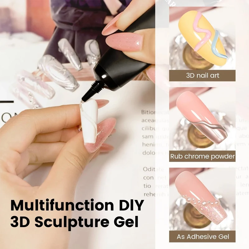 15ML Clear 3D No Wipe Sculptur - Nail Art Chrome 评论和价格