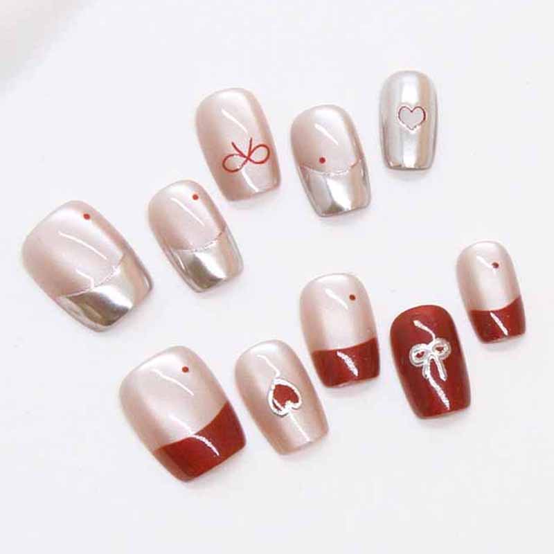 10 Pcs Women Handmade Press on - Nail Art Cat Eye Simple 评论和价格
