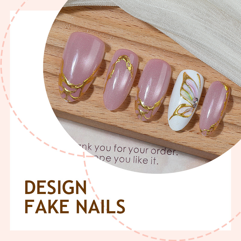 Cat Eye Almond False Nails Gol - Nail Art Cat Eye Simple 评论和价格
