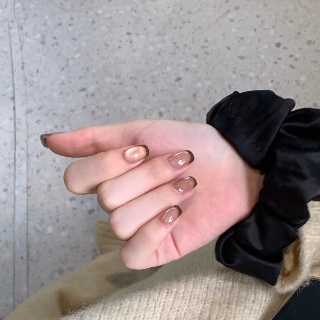 10pcs Short French Press on Na - Nail Art Red Wine Cat Eye 评论和价格