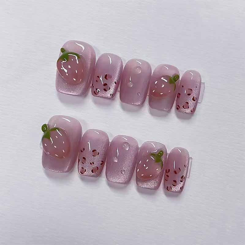 10 Pcs Women Wine Red Handmade - Nail Art Red Wine Cat Eye 评论和价格