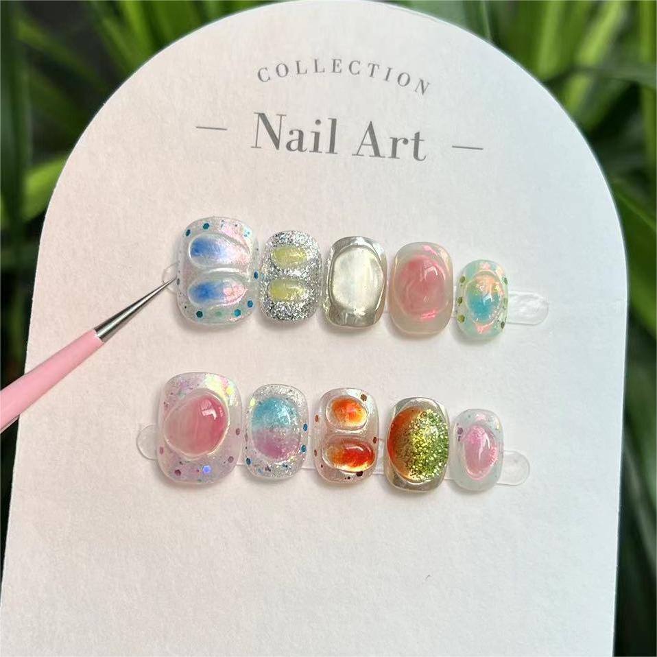 10pcs Short Black Cat Eye Squa - Nail Art Cat Eye Simple 评论和价格