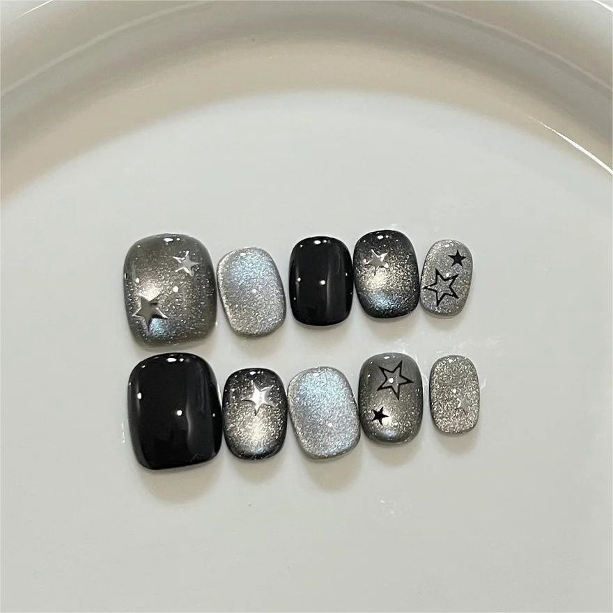 10pcs Short Black Cat Eye Squa - Nail Art Cat Eye Simple 评论和价格