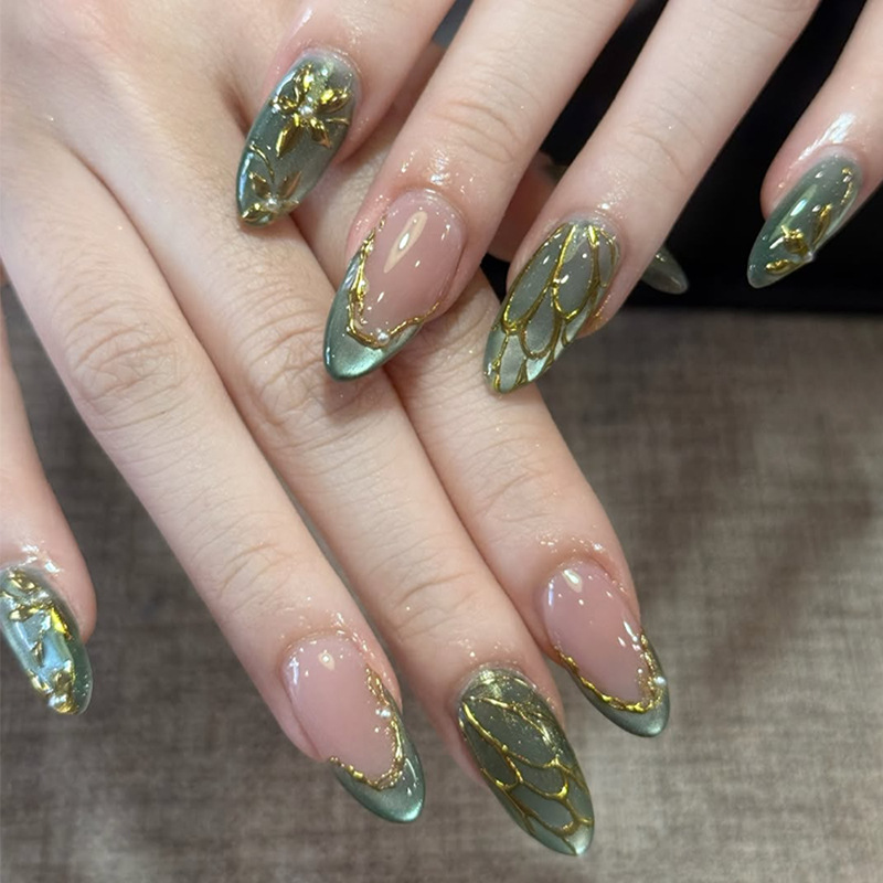 24pcs Simple French Almond Pre - Nail Art Cat Eye Simple 评论和价格