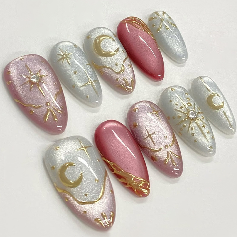 24pcs Simple French Almond Pre - Nail Art Cat Eye Simple 评论和价格