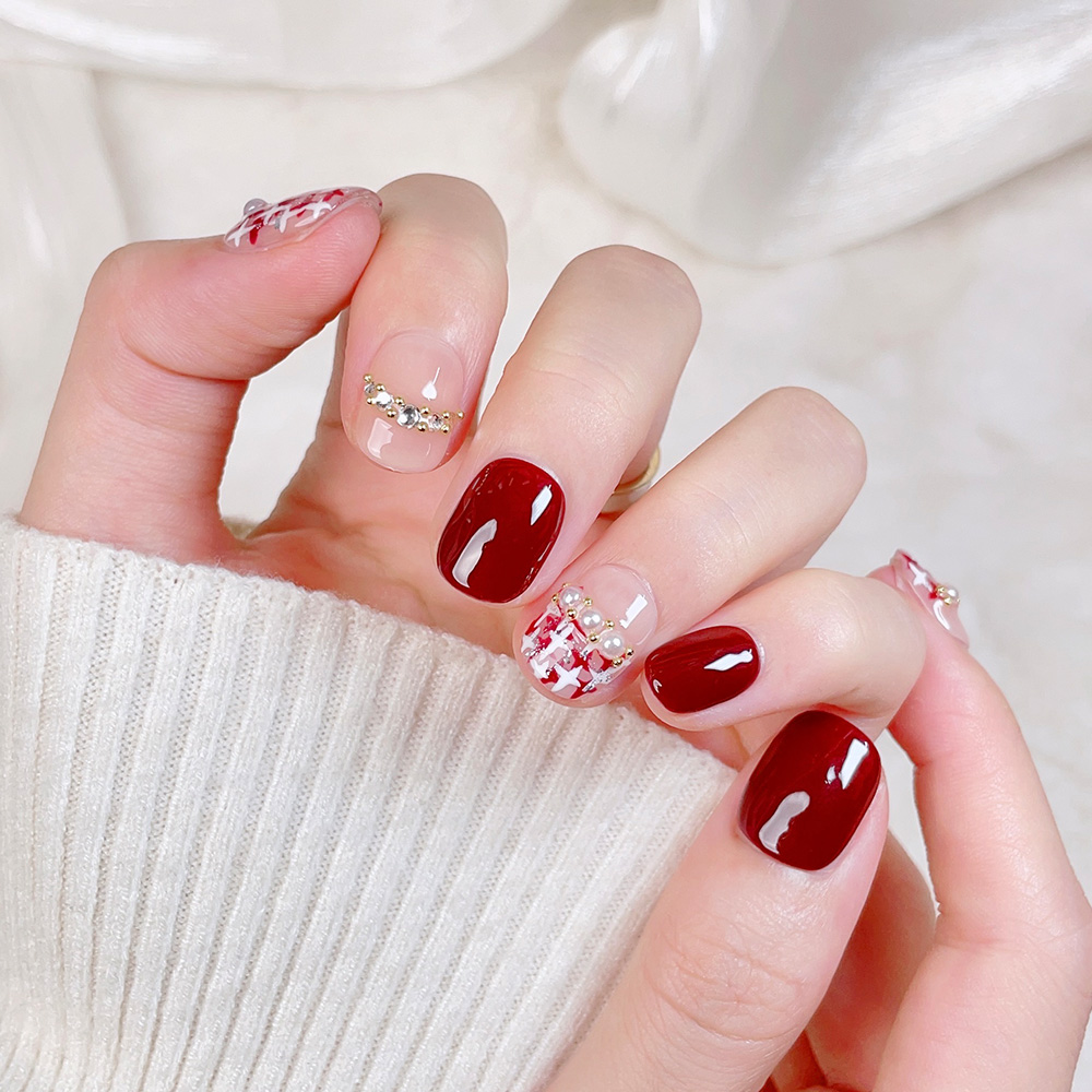 10pcs Short Square Round Handm - Nail Art Quirky 评论和价格