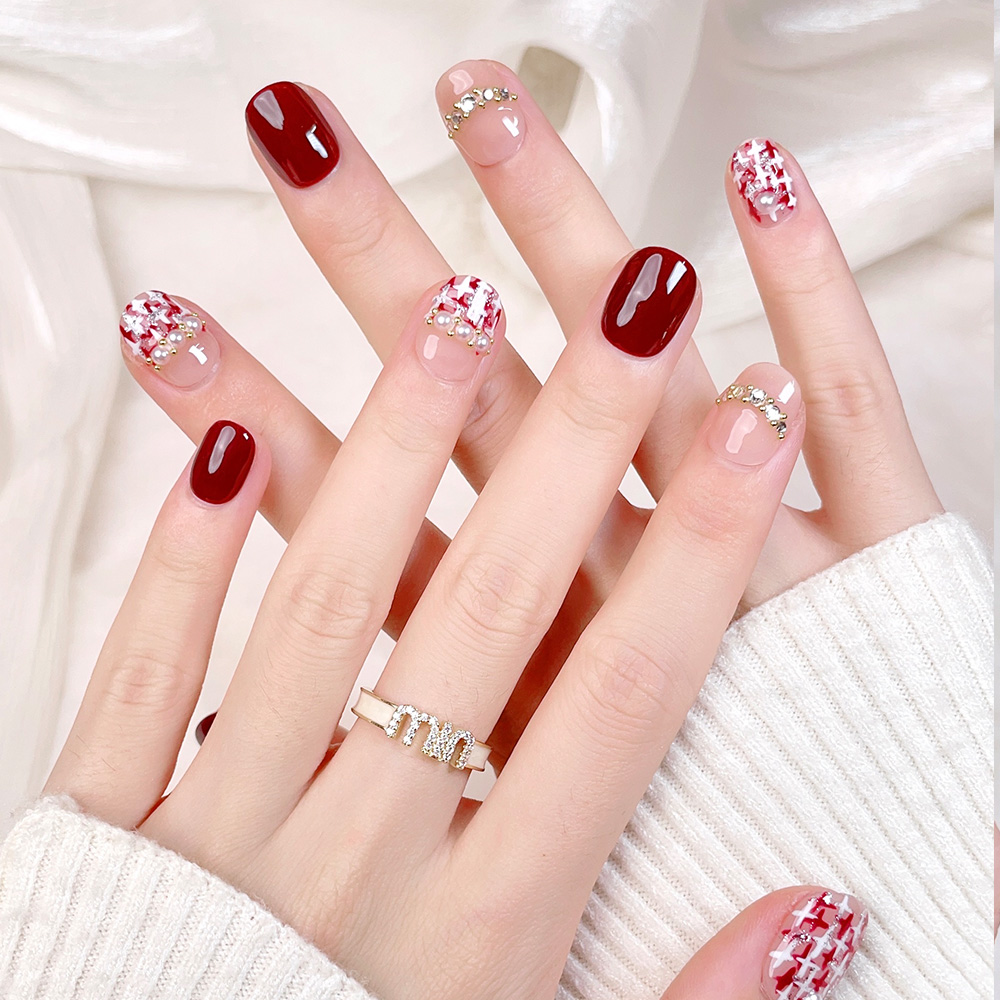 10pcs Short Square Round Handm - Nail Art Quirky 评论和价格