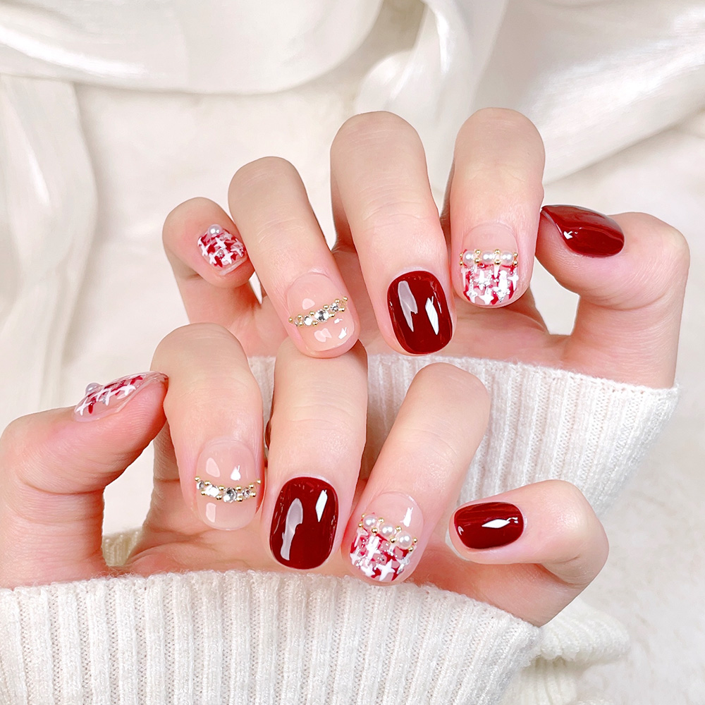 10pcs Short Square Round Handm - Nail Art Quirky 评论和价格