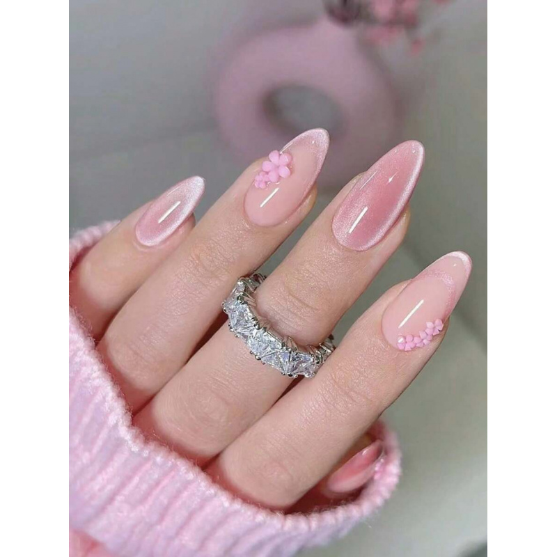 10 Pcs Handmade Medium Almond  - Nail Art Cat Eye Simple 评论和价格