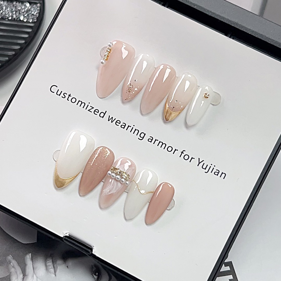 10Pcs Cat Eye French Short Alm - Nail Art Cat Eye Simple 评论和价格