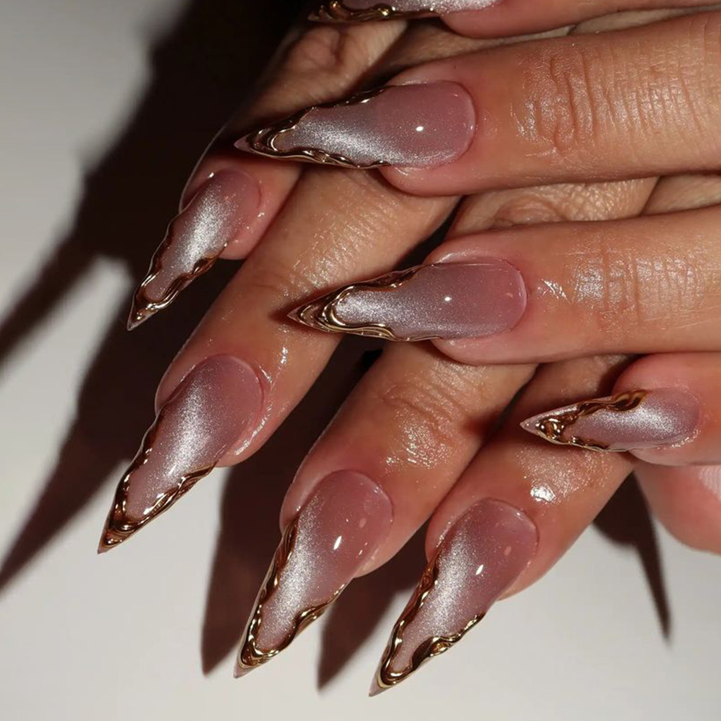 Cat Eye Almond Press on Nails  - Nail Art Cat Eye Simple 评论和价格